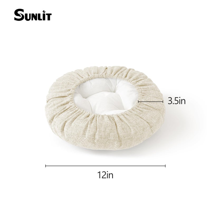 Sunlit Bar Stool Covers - Set of 2 Round Bar Stool Seat Covers, Soft and Cushioned Bar Chair Covers, Easy to Install and Wash, Cover Only, 12 Inch Diameter, Beige - Image 5