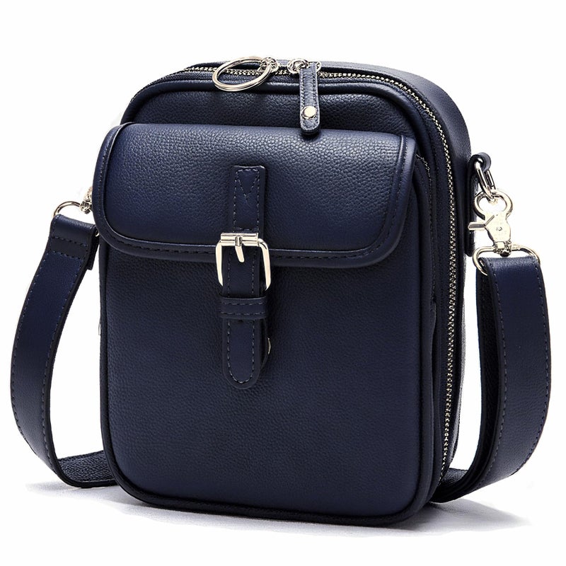 Pelimoo Small Crossbody Bags for Women Vegan Leather Messenger Purses, Vintage Wallet Anti Theft Shoulder Handbags with Card Slots (Dark Blue) - Image 1
