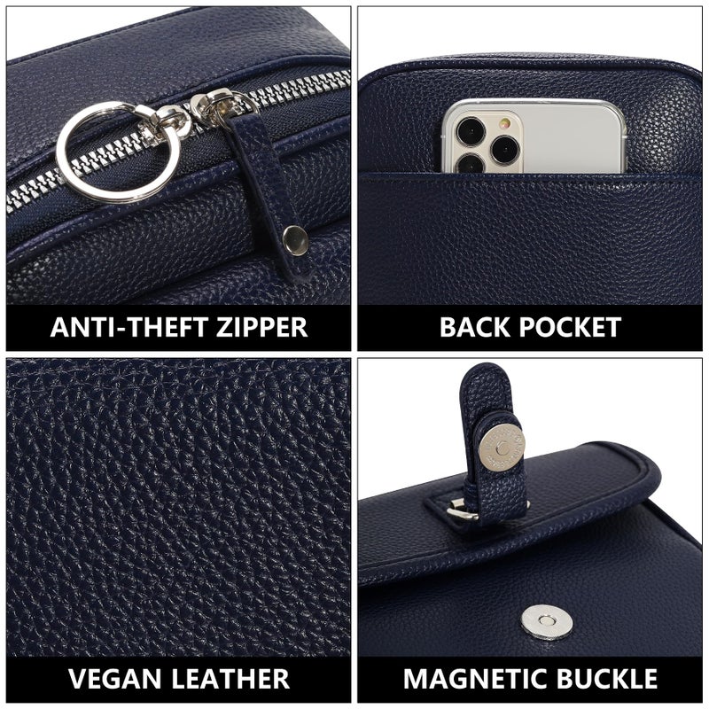 Pelimoo Small Crossbody Bags for Women Vegan Leather Messenger Purses, Vintage Wallet Anti Theft Shoulder Handbags with Card Slots (Dark Blue) - Image 4