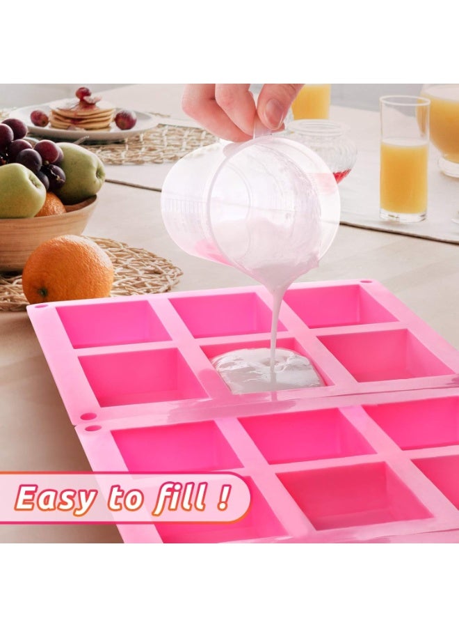Bluejw 2 Pcs Chocolate Mold,Silicone Mold, 6-Cavity Rectangle Silicone Handmade Soap Mold, Chocolate Baking Mold, Cake Pan for Soap Making, Pudding, Cupcake, Muffin, Loaf, Ice Cube (Pink) ﻿ - Image 4