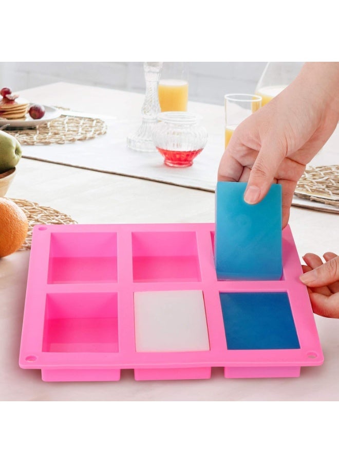 Bluejw 2 Pcs Chocolate Mold,Silicone Mold, 6-Cavity Rectangle Silicone Handmade Soap Mold, Chocolate Baking Mold, Cake Pan for Soap Making, Pudding, Cupcake, Muffin, Loaf, Ice Cube (Pink) ﻿ - Image 5