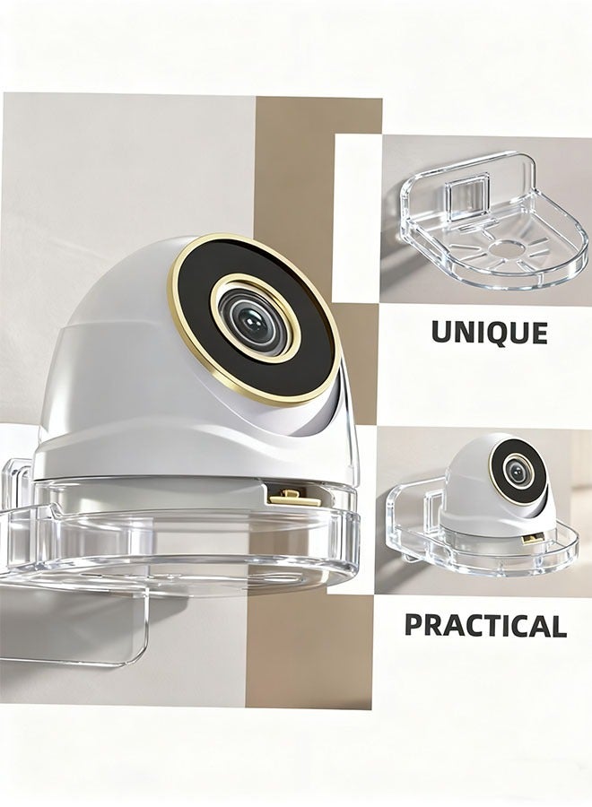 Bukela 4PCS Wall Mount Storage Rack, No Drilling Adhesive Bracket for Security Cameras & Speakers, Heavy Duty Stick-Up Holder, Easy Install Clear Shelf for Baby Monitors & Home Use - Image 4