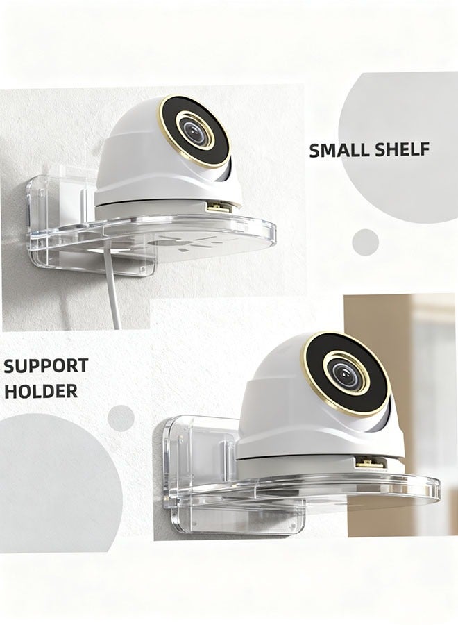 Bukela 4PCS Wall Mount Storage Rack, No Drilling Adhesive Bracket for Security Cameras & Speakers, Heavy Duty Stick-Up Holder, Easy Install Clear Shelf for Baby Monitors & Home Use - Image 5
