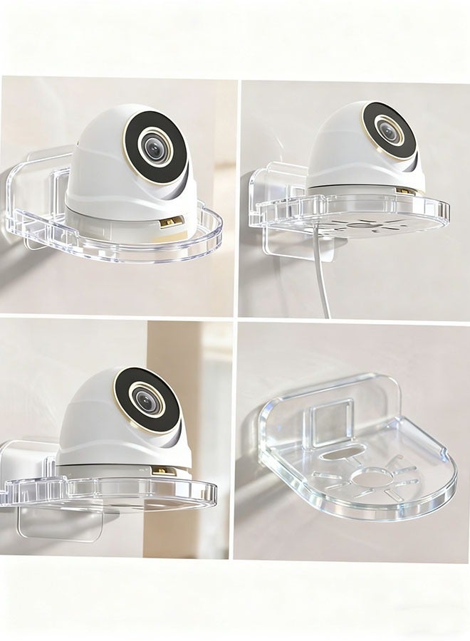 Bukela 4PCS Wall Mount Storage Rack, No Drilling Adhesive Bracket for Security Cameras & Speakers, Heavy Duty Stick-Up Holder, Easy Install Clear Shelf for Baby Monitors & Home Use - Image 3