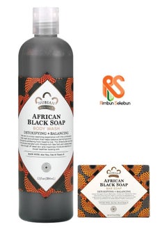 Nubian Heritage African Black Bar Soap & Body Wash Black Set of 2  - Image 1