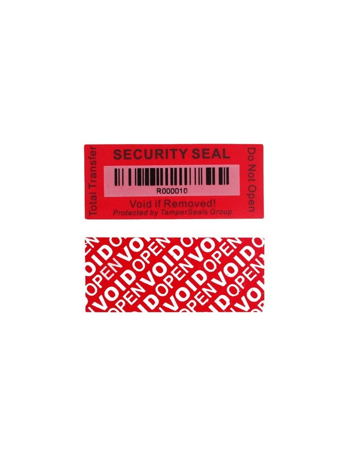TamperSeals Group 100Pcs 25X60Mm Red Total Transfer Tamper Evident Security Void Stickers/Labels/Seals With Barcode - Image 1