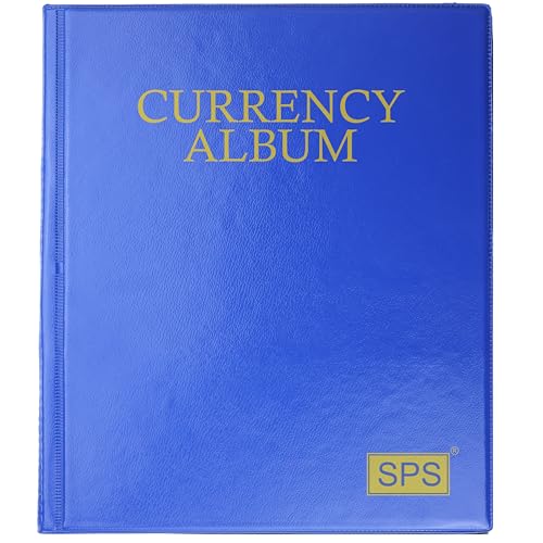 SPS 120 Pockets Currency Album for Notes, PU Leather Cover, Fits Large Currency Notes, (Royal Blue) - Image 1