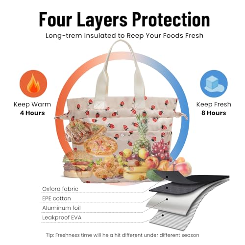 MEXS Lunch Bag for Women Reusable Drawstring Insulated Lunch Box StainResistant Large Cinch Closure Lunch Bags for Work Office - Image 3