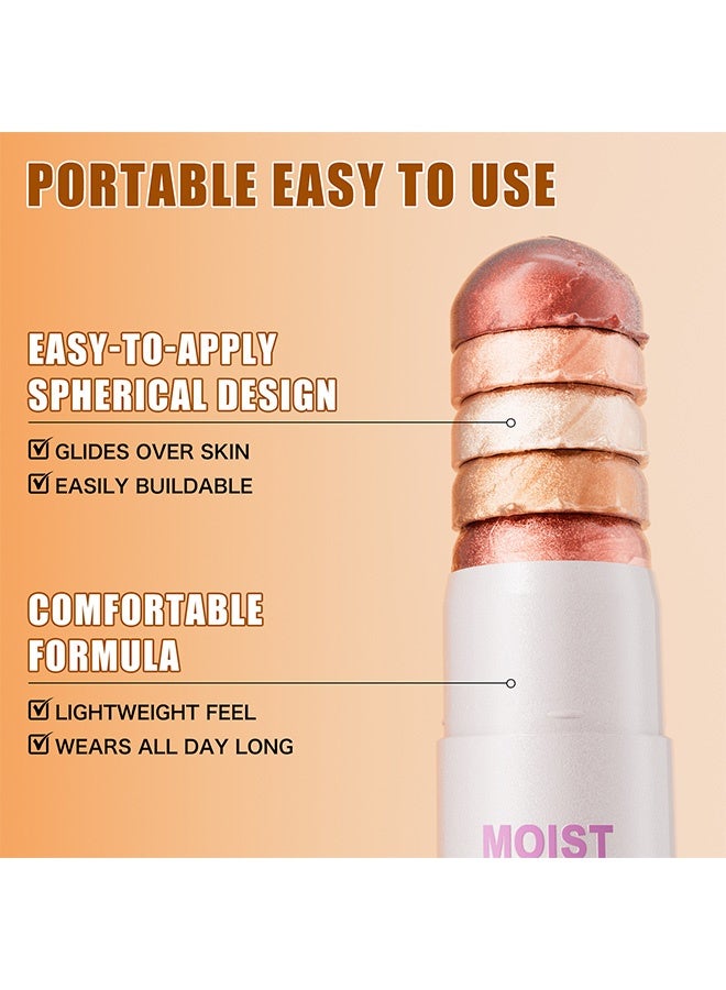 HelloKiss Moist Shimmering Multi-Functiona Highlighter Stick,Highlighter Stick Makeup, Shimmer Stick for Face & Body, Easy Blend & Long Lasting, Multi-Use Cream Highlighter Makeup for All Skin Types 03# Glowy Creme Chic - Image 4