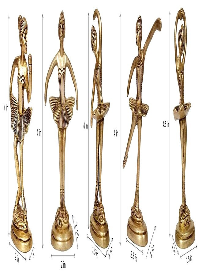 Purpledip Brass Statues Ballet Dancing Girl: Ballerina Set in 5 Poses (12264) - Image 3
