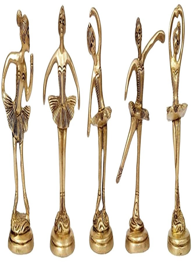 Purpledip Brass Statues Ballet Dancing Girl: Ballerina Set in 5 Poses (12264) - Image 1