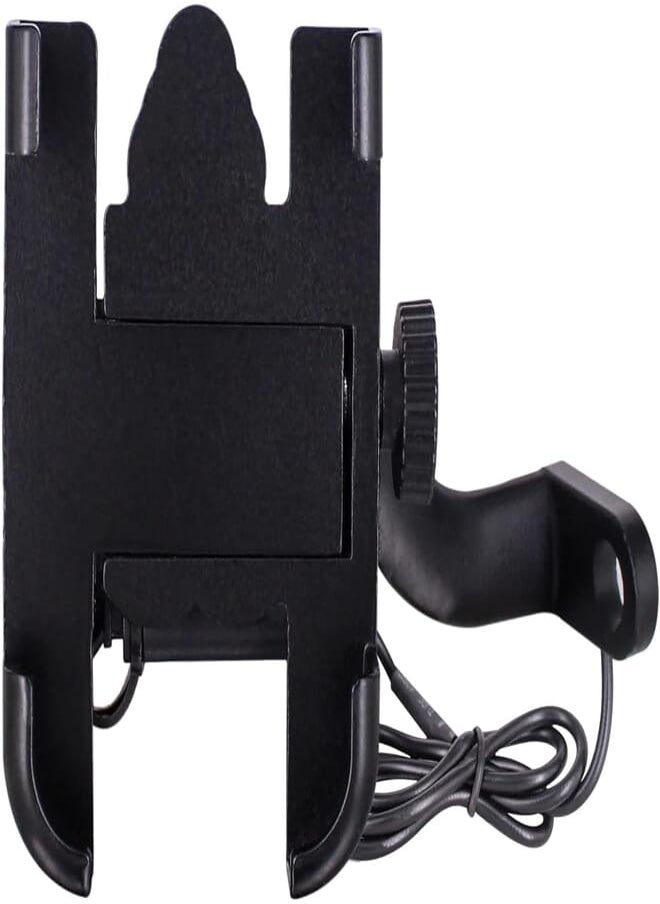 Generic - KaberMisr Motorcycle Handlebar Phone Holder Heavy Duty Alloy 360 Degree Rotation for 4.0-7.0 Inch Smartphones Universal Bike Accessories (Mirror Pole - USB Charger - Black) - KaberMisr - Image 1
