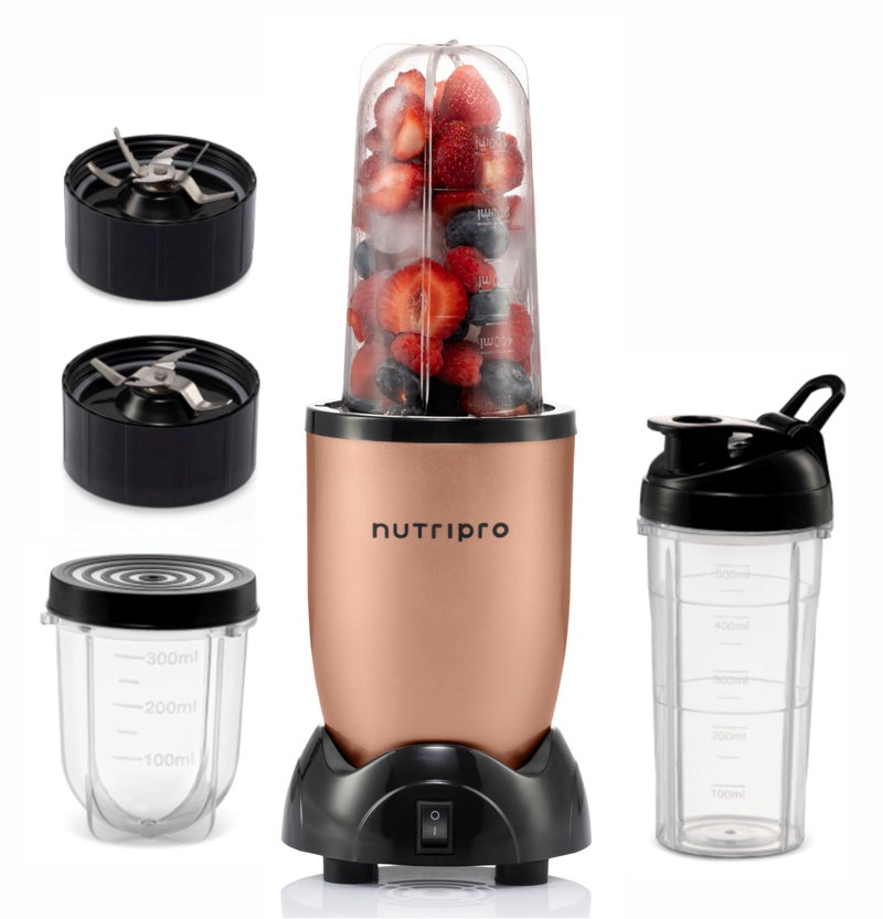 NutriPro Juicer Mixer Grinder - Smoothie Maker - 500 Watts (3 Jars & 2 Blades, Gold) - 2 Year Warranty - Image 1