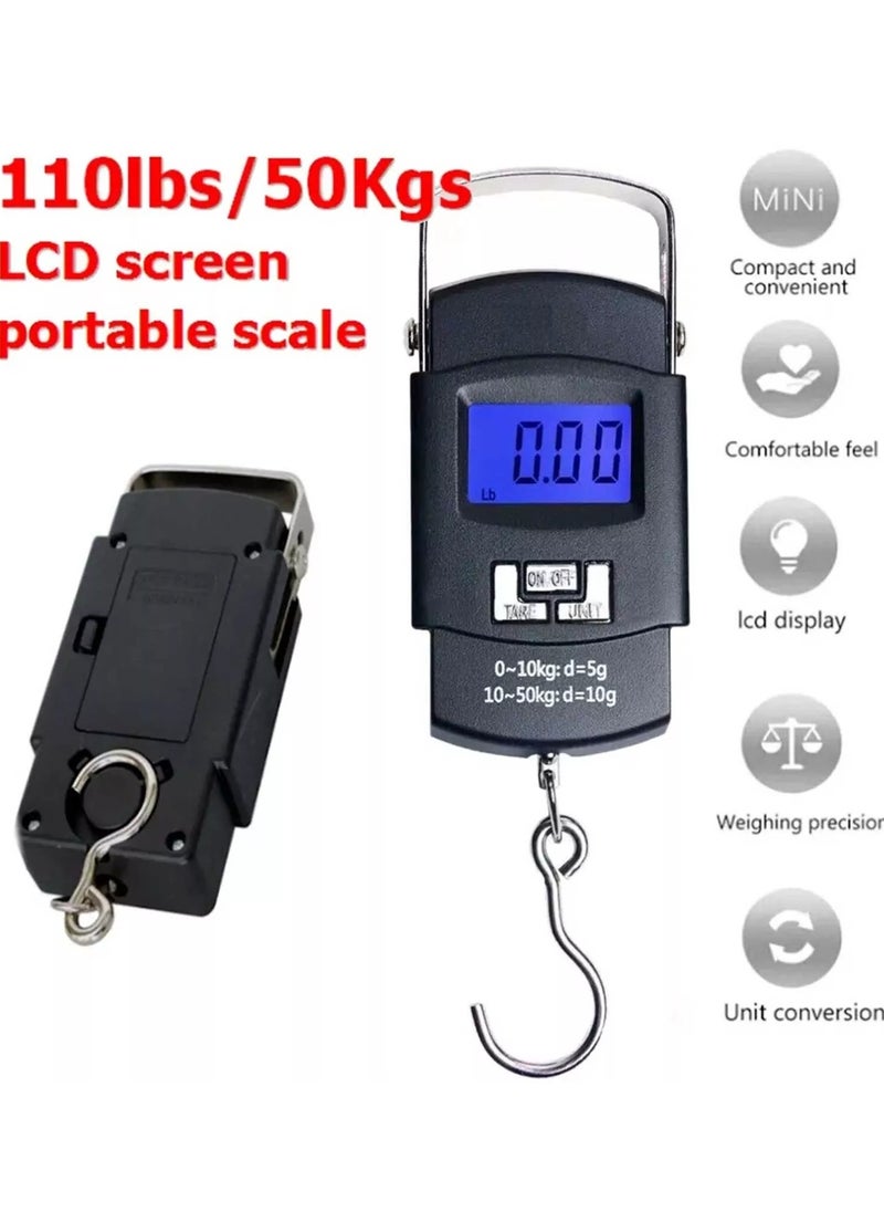 Casa Bella The Brand - Luggage Scale, 110lb/50kg Luggage Weight Scale with Backlit LCD Display, Digital Fish Scale with Measuring Tape Portable Hanging Scale Suitcase Scale with Handle & Large Hook & 2 AAA Batteries - Image 1