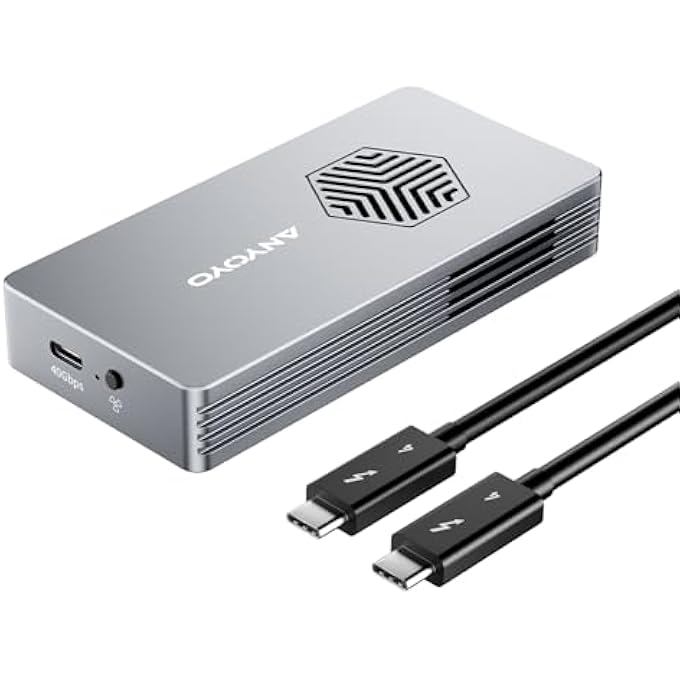 rayihni NVME ENCLOSURE, 40GBPS SSD ENCLOSURE WITH COOLING FAN, ALUMINUM M.2 ENCLOSURE FOR THUNDERBOLT 3/4, USB4/3.2/3.1/3.0 DEVICE, SUPPORT SIZE 2280 M&B+M-KEY PCIE, UP TO 2800MB/S - Image 1