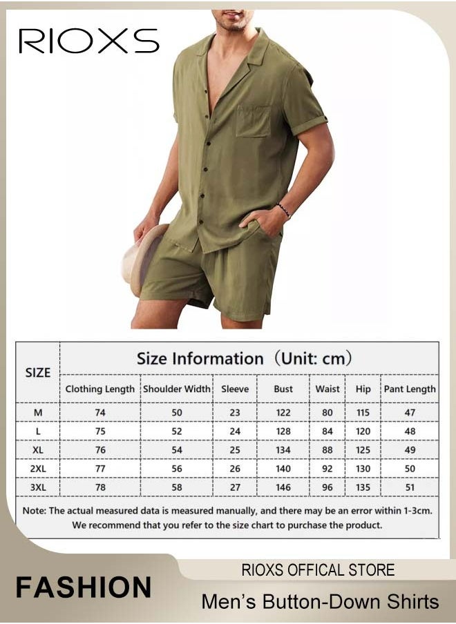 RIOXS - Men's Button-Down Shirts,2 Piece Men's Shirts Short Sleeve Casual Shirts,Button Down Shirt For Men Father Beach Summer Wedding Shirt Hawaiian Outfits - Image 1