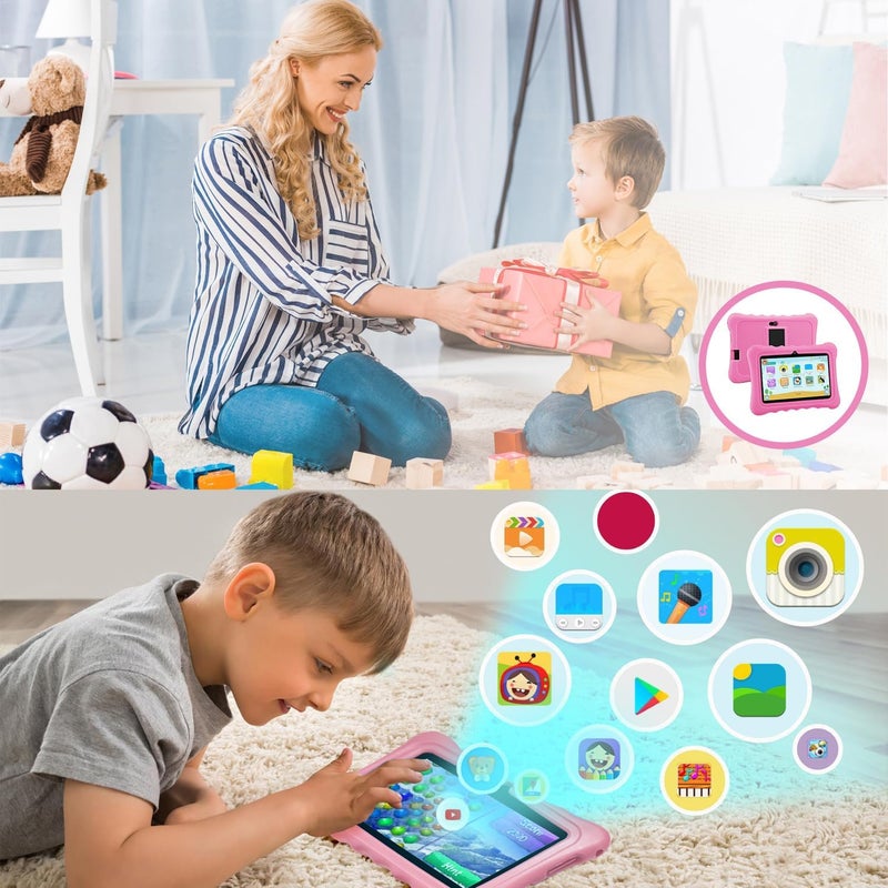 ZEKAROUL 7 بوصة جهاز لوحي للأطفال، رباعي النواة أندرويد 11 2 جيجابايت 32 جيجابايت، تحكم أبوي، حم��ية العين، غطاء مقاوم للصدمات، كاميرا مزدوجة، واي فاي، بلوتوث، جهاز لوحي تعليمي للأطفال - T7 (أخضر) - Image 5