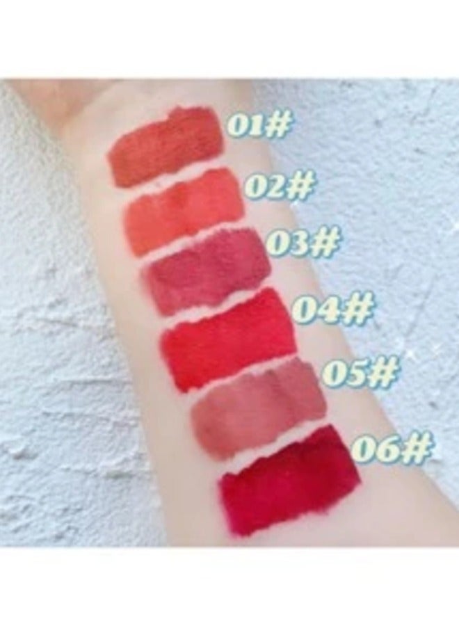 مجموعة أحمر شفاه كريمي من فونجي مكونة من 5 قطع على شكل دب مسطح، مجموعة من 6 قطع موغلين أحمر - Image 4