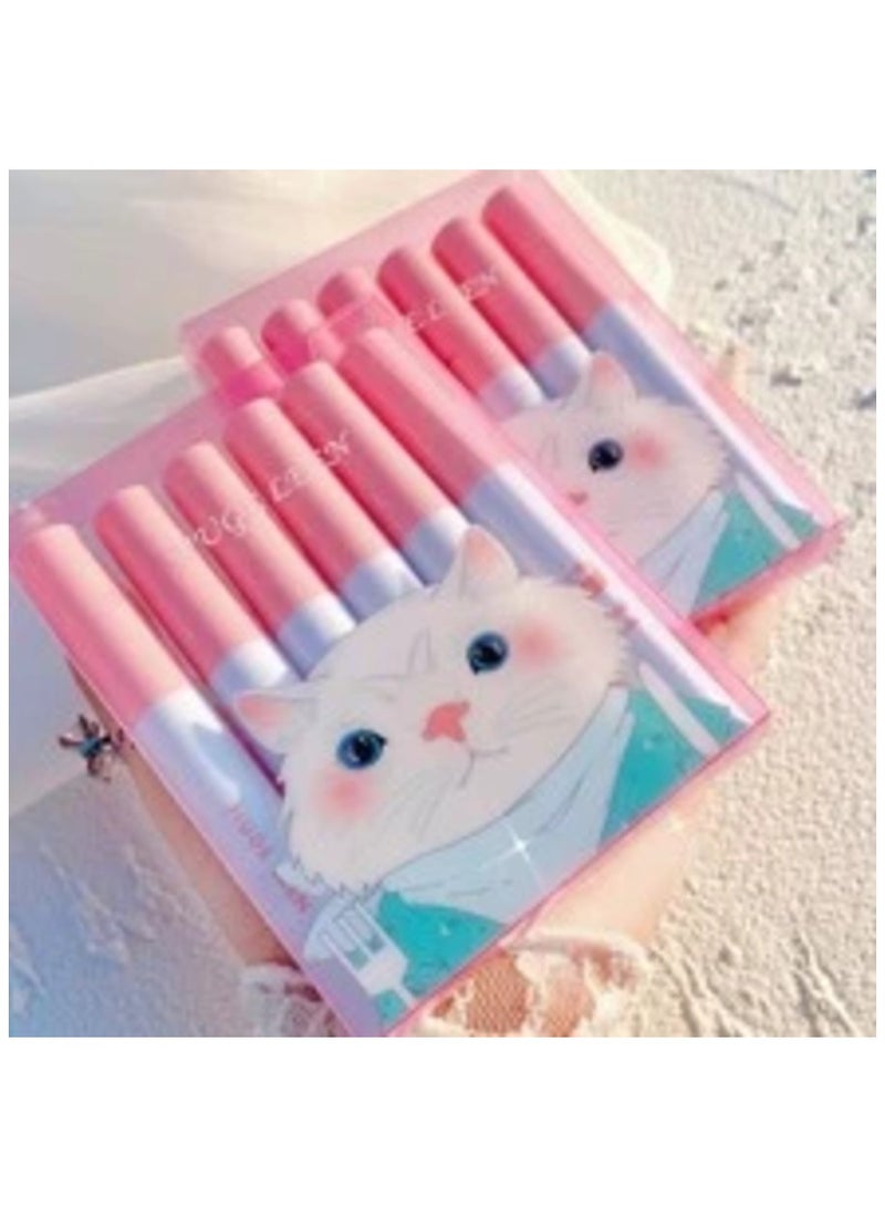 مجموعة أحمر شفاه كريمي من فونجي مكونة من 5 قطع على شكل دب مسطح، مجموعة من 6 قطع موغلين أحمر - Image 2