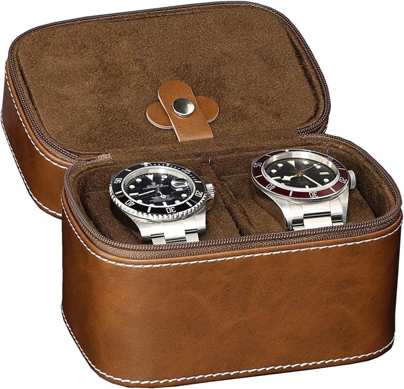 ROTHWELL 2 Watch Travel Case Storage Organizer for 2 Watches | Tough Portable Protection w/Zipper Fits All Wristwatches & Smart Watches Up to 50mm - Image 5