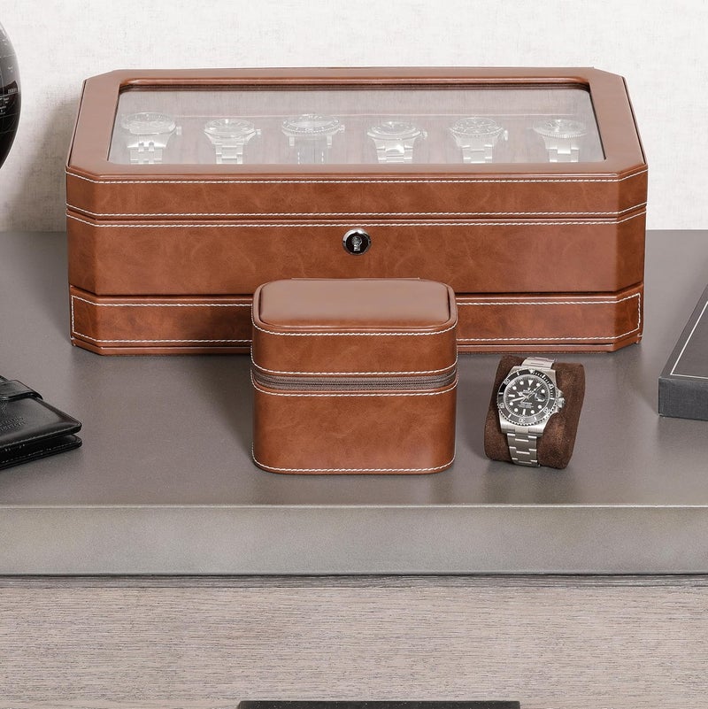 ROTHWELL 2 Watch Travel Case Storage Organizer for 2 Watches | Tough Portable Protection w/Zipper Fits All Wristwatches & Smart Watches Up to 50mm - Image 3