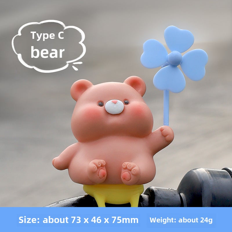 Generic Joyful Electric Car Ornament Cute Animal Figurine C doodle bear