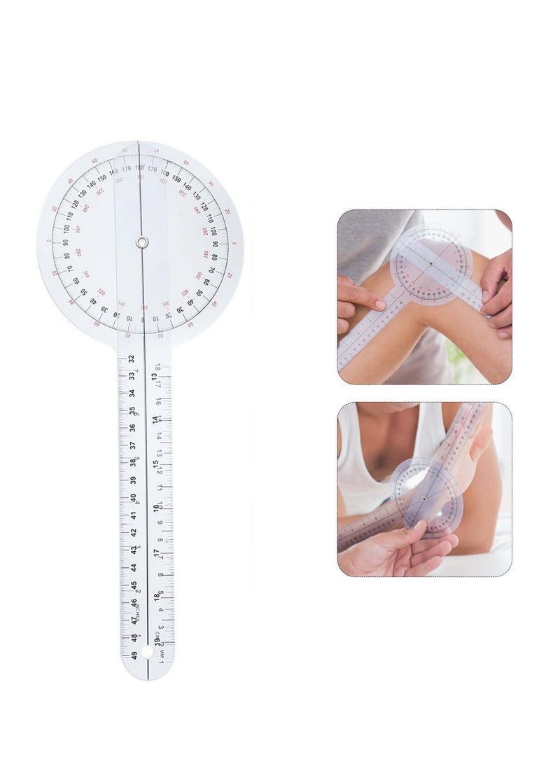 12 Inch 360 Degree Goniometer Transparent Protractor Plastic Angle Ruler - Image 1