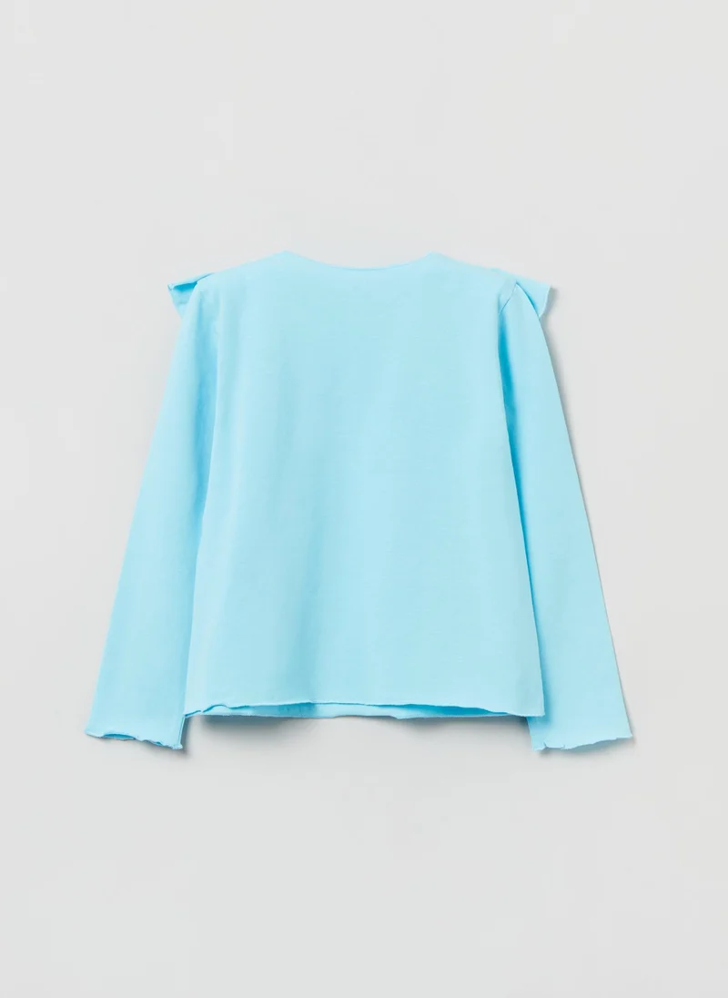 او في اس Long-Sleeved T-Shirt With Flounce