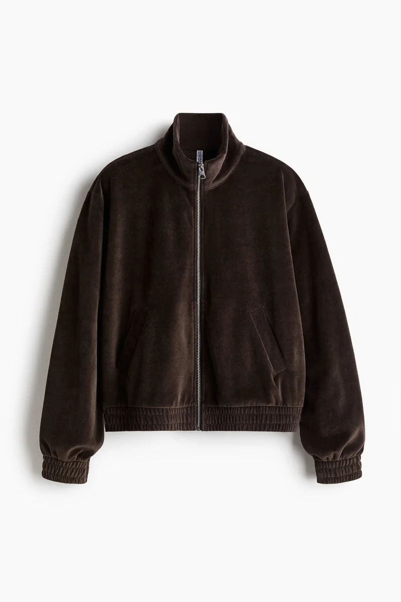 اتش اند ام Velour zip-through jacket