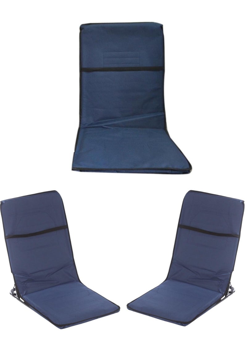 ALSAEED A Portable Foldable Ground Chair Set For Trips and Camping Blue - Image 1