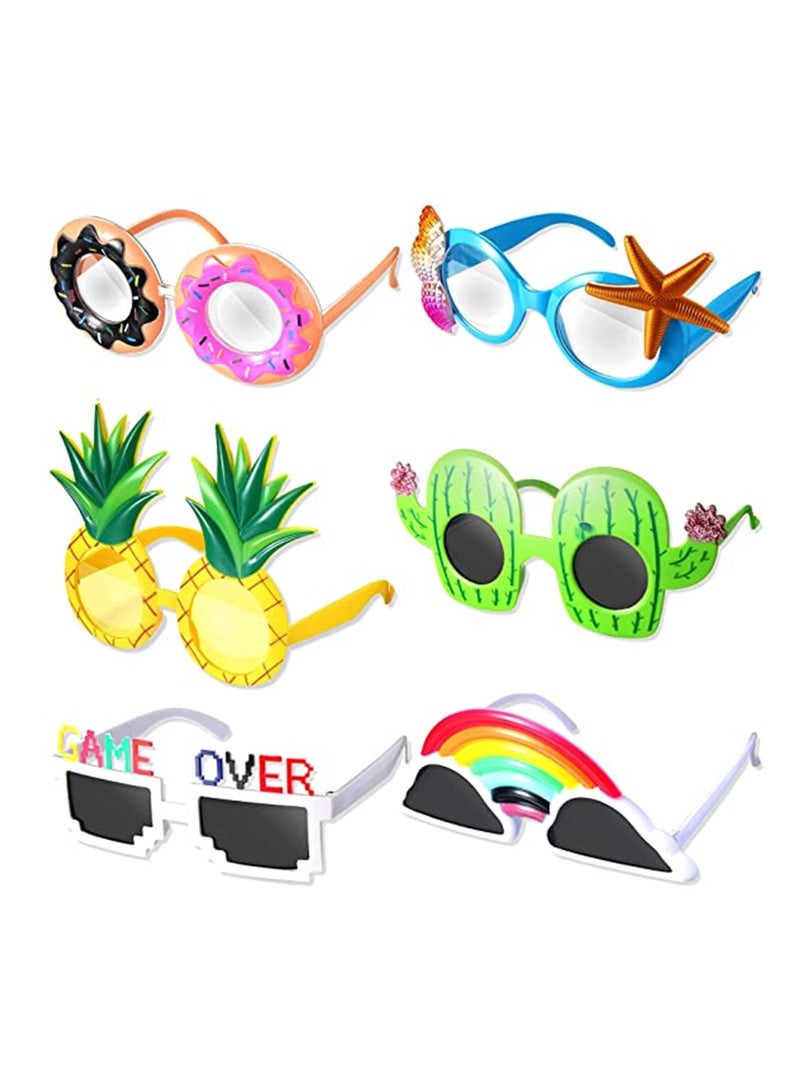 SYOSI Funny Sunglasses, Novelty Party Sunglasses, Creative Funny Hawaiian Tropical Sunglasses, Luau Fancy Dress Party Supply, Hawaii Themed Sunglasses Accessories, Beach Photo Booth Props (6 Pack) - Image 1