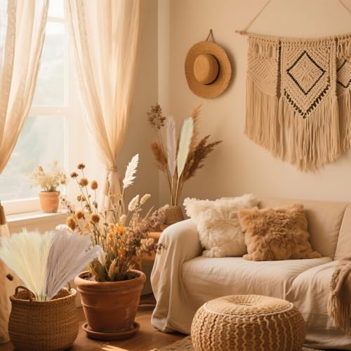 JOLYEAK 30pcs Pampas Grass Decor,21" Artificial Pompous Grass Bulk,Small Vase Filler Pompas Grass for Home Wedding Living Room Wall Party Decoration (Beige,Light Brown, 21 Inch 30 Pcs) - Image 3