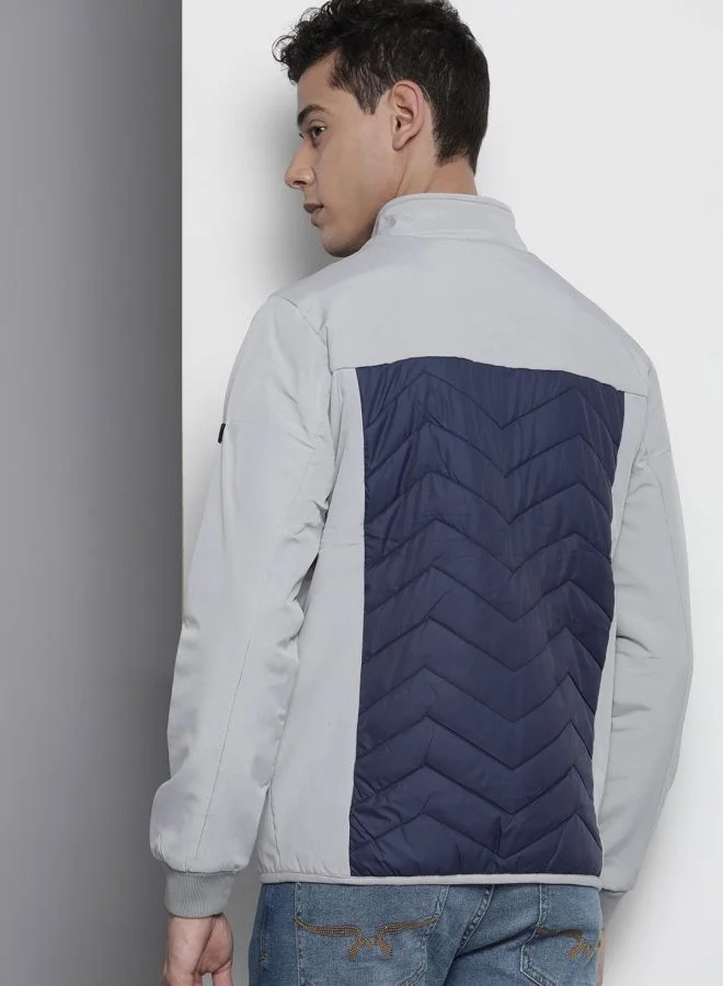 ذا انديان كراج كو The Indian Garage Co Men Slim Fit Solid Round Neck Long Sleeves Jacket