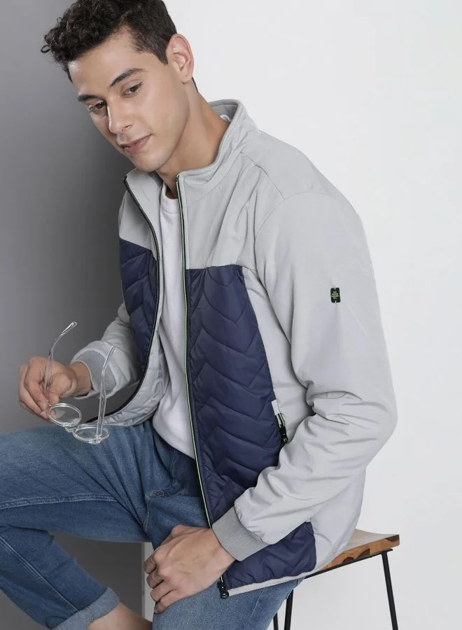 ذا انديان كراج كو The Indian Garage Co Men Slim Fit Solid Round Neck Long Sleeves Jacket