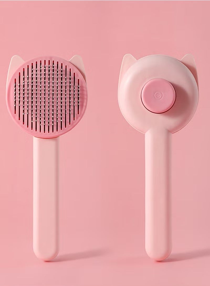 فرشاة تنظيف القطط الأليفة، فرشاة تنظيف ذاتية التنظيف للقطط، شعر طويل وقصير، شعيرات من الفولاذ المقاوم للصدأ، مقبض مريح - Image 1