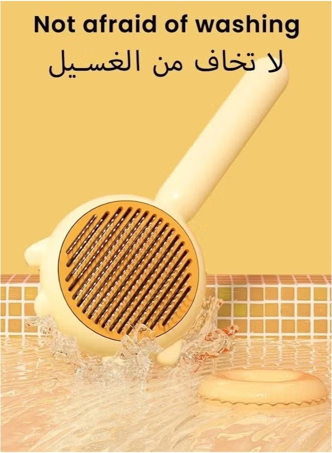 فرشاة تنظيف القطط الأليفة، فرشاة تنظيف ذاتية التنظيف للقطط، شعر طويل وقصير، شعيرات من الفولاذ المقاوم للصدأ، مقبض مريح - Image 3