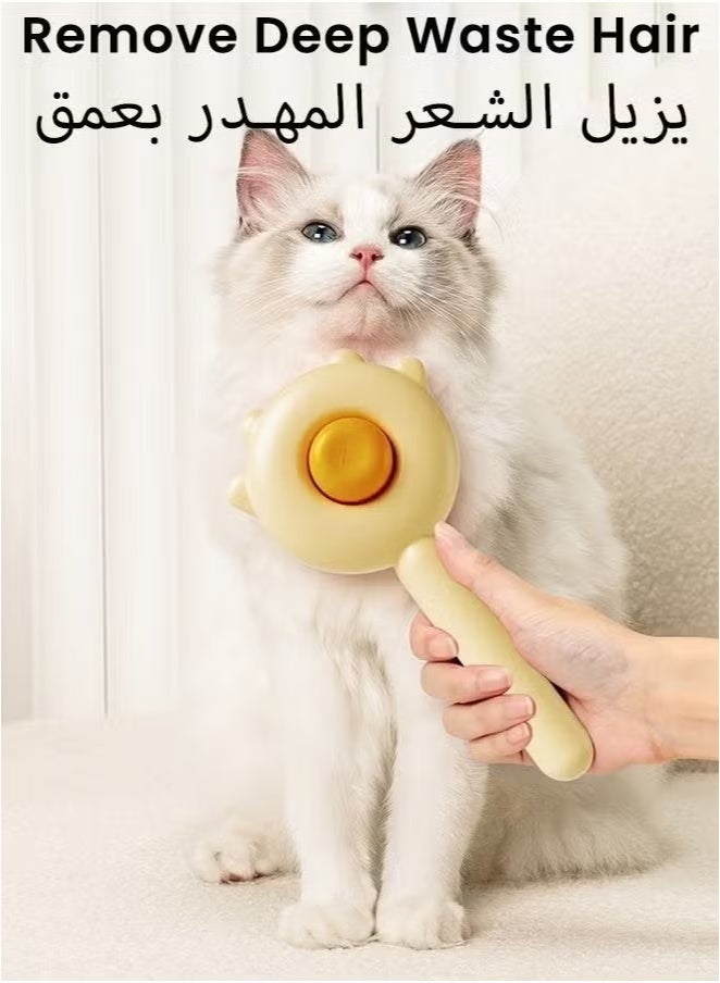 فرشاة تنظيف القطط الأليفة، فرشاة تنظيف ذاتية التنظيف للقطط، شعر طويل وقصير، شعيرات من الفولاذ المقاوم للصدأ، مقبض مريح - Image 2