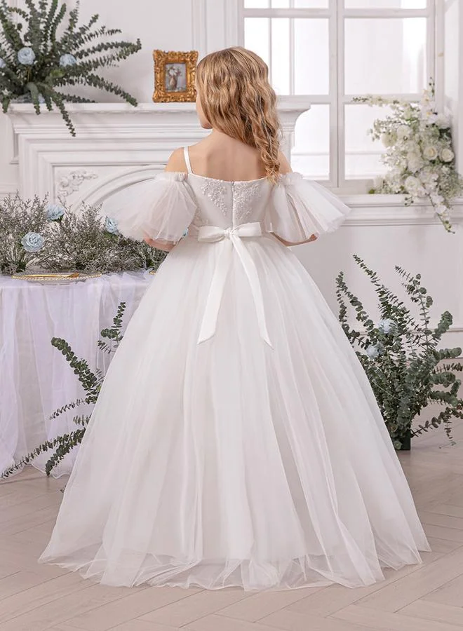 Take Two White Lace Insert Bow Detail Dress