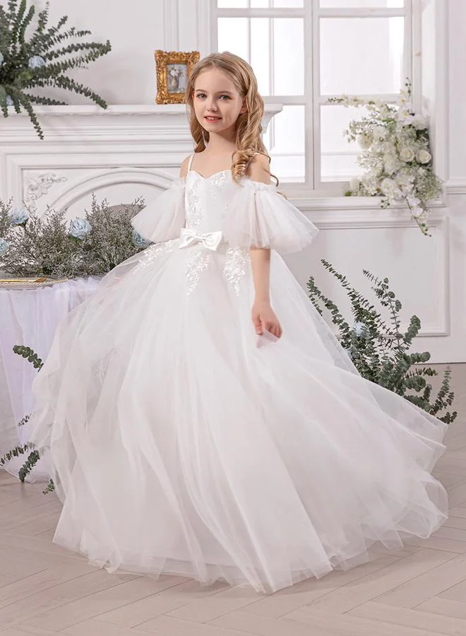 Take Two White Lace Insert Bow Detail Dress