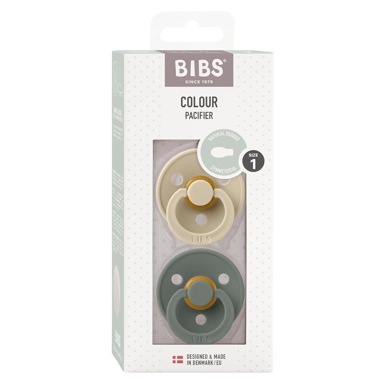 BIBS Pacifiers 06 Months  Colour Collection 2Pack  BPAFree Symmetrical Natural Rubber Nipple  Made in Denmark  VanillaPine Color Pacifier - Image 4