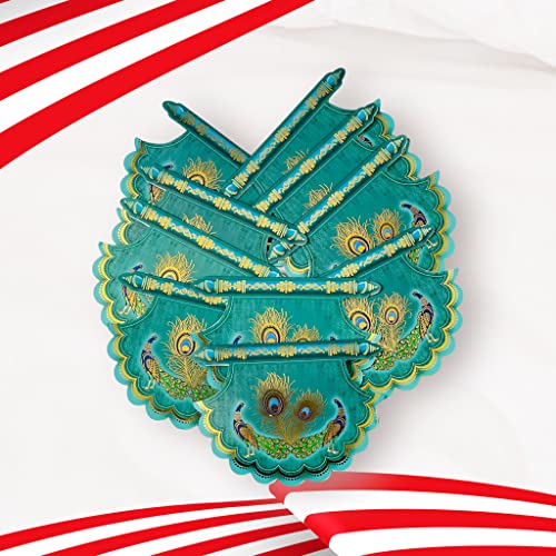 Krisah® Pack of 20 pcs Fan Shaped Sagan/Shagun/Cash/Gift Paper Envelopes (Peacock Blue) - Image 4