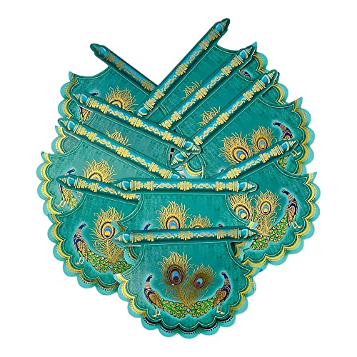 Krisah® Pack of 20 pcs Fan Shaped Sagan/Shagun/Cash/Gift Paper Envelopes (Peacock Blue) - Image 1