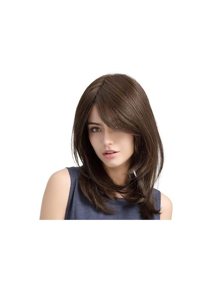 ماركة غير محددة - باروكة شعر صناعي لون بني قصير  مستقيم شعر حراري - Image 1