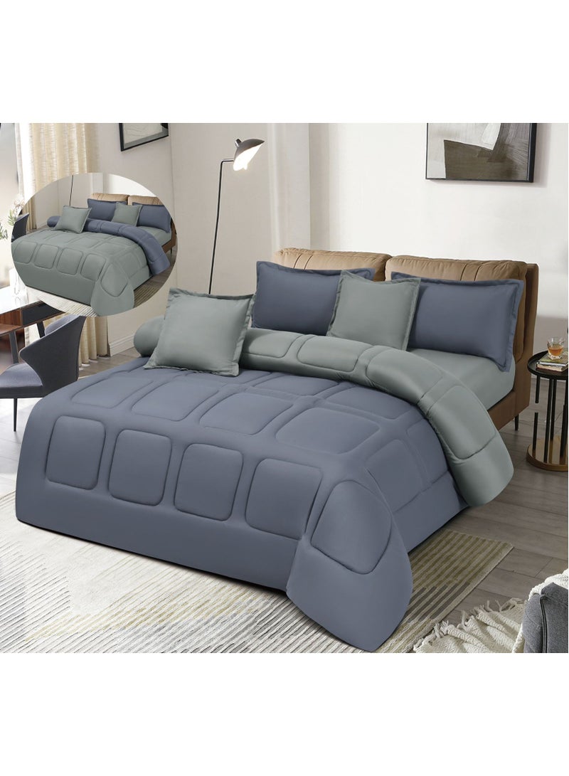 مينج لي طقم لحاف مفرش سرير ملكي نفرين مكون من 6 قطع مميزة مقاس 240 في 220 سم - Image 1