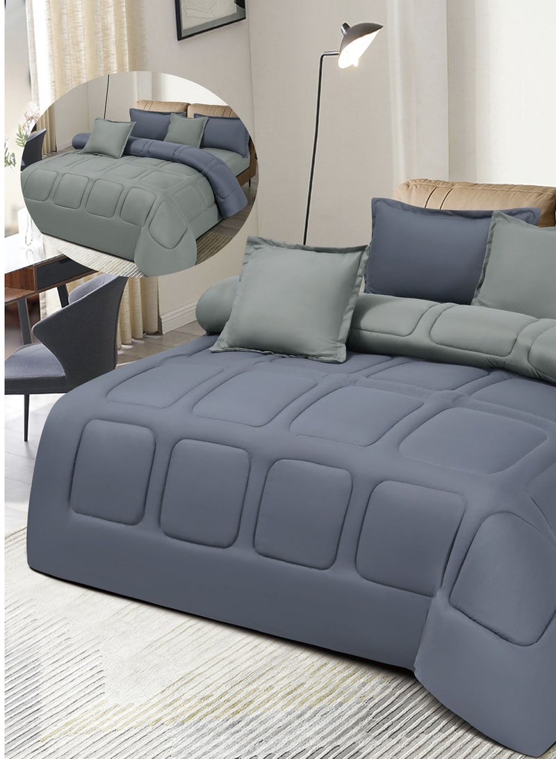 مينج لي طقم لحاف مفرش سرير ملكي نفرين مكون من 6 قطع مميزة مقاس 240 في 220 سم - Image 2