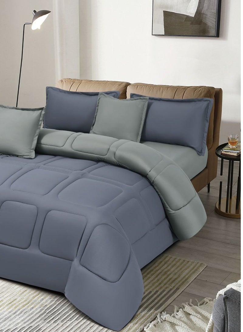 مينج لي طقم لحاف مفرش سرير ملكي نفرين مكون من 6 قطع مميزة مقاس 240 في 220 سم - Image 3