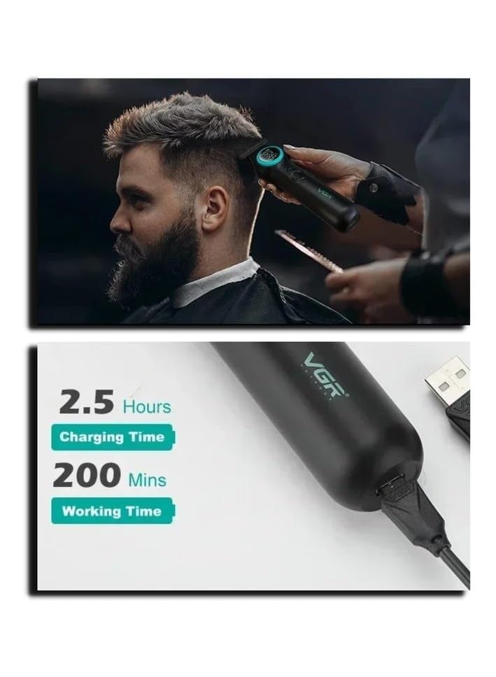 VGR V-990 Ultra-Premium Zero Gapped Professional 8000 RPM 2 Speed Hair Trimmer Ceramic & Powder Metallurgic Blade Digital Display 2000mAh Lithium battery Cord/Cordless type-C USB charge 200 Min - Image 5