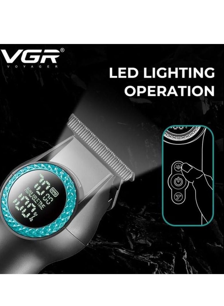 VGR V-990 Ultra-Premium Zero Gapped Professional 8000 RPM 2 Speed Hair Trimmer Ceramic & Powder Metallurgic Blade Digital Display 2000mAh Lithium battery Cord/Cordless type-C USB charge 200 Min - Image 4