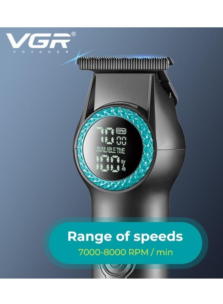 VGR V-990 Ultra-Premium Zero Gapped Professional 8000 RPM 2 Speed Hair Trimmer Ceramic & Powder Metallurgic Blade Digital Display 2000mAh Lithium battery Cord/Cordless type-C USB charge 200 Min - Image 3