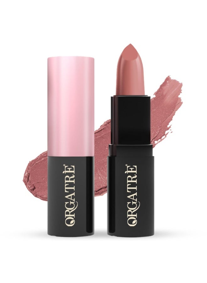 Orgatre MoodBliss Creamy Matte Long Lasting Bullet Lipstick for Women | Intense Colour, Keeps Lips Moisturised | Non-Drying | Highly Pigmented Non-Transfer Formula | Enriched with Almond Oil (Sassy Pink, 3.2 gm) - Image 1